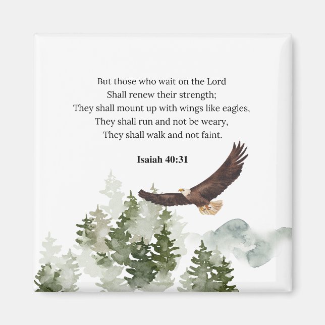 Isaiah 40:31 Berg mit Flügeln wie Adler Magnet (Vorne)