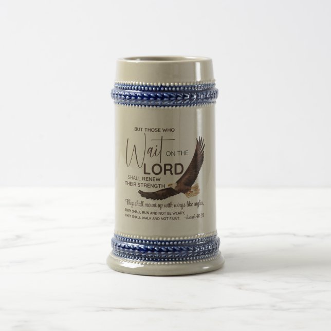 Isaiah 40:31 Die auf die Lord Scripture warten Bierglas (Mittel)