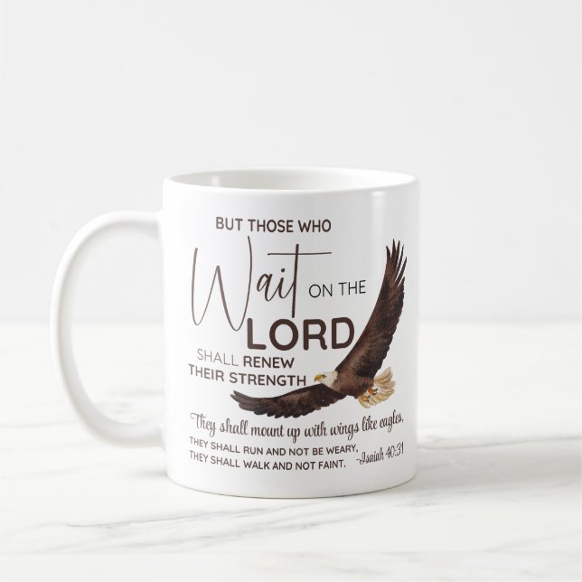 Isaiah 40:31 Die auf die Lord Scripture warten Kaffeetasse (Links)
