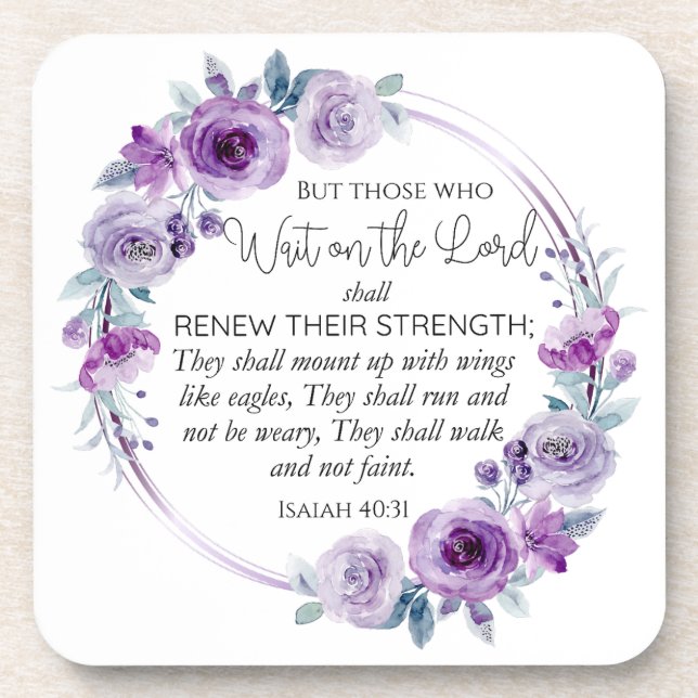 Isaiah 40:31 Die warten auf den Herrn Floral Getränkeuntersetzer (Vorderseite)