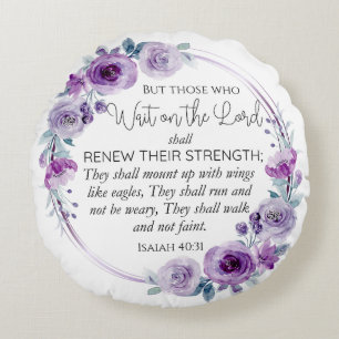 Isaiah 40:31 Die warten auf den Herrn Floral Rundes Kissen