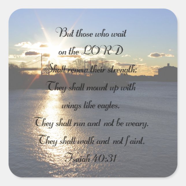 Isaiah 40:31...Flügel wie Adler... Quadratischer Aufkleber (Vorderseite)