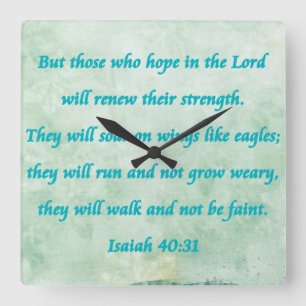 isaiah 40-31 quadratische wanduhr