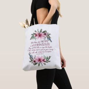 Isaiah 40 Bibelverse mit rosa Blume Tasche
