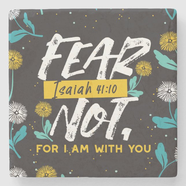 Isaiah 41:10 - Angst nicht Inspiration Bibel Verse Steinuntersetzer (Vorderseite)