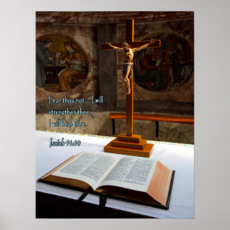 Isaiah 41:10 Bibel und Kreuz Poster