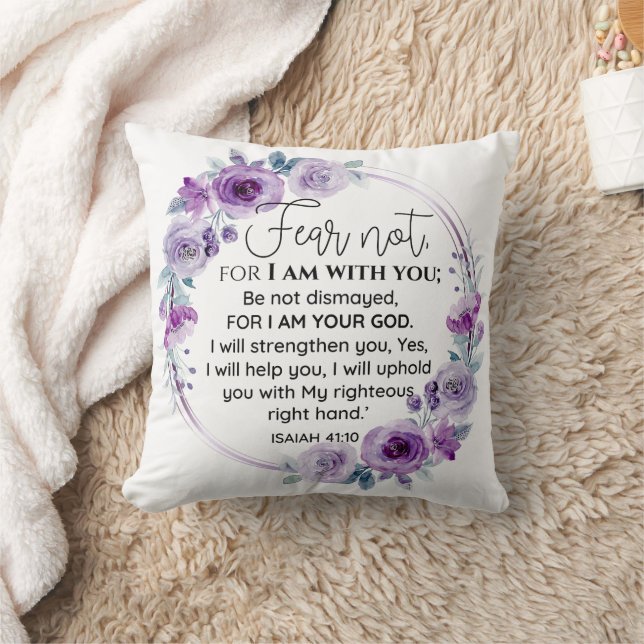 Isaiah 41:10 Furcht vor nicht Lila Schrift Kissen (Decke)