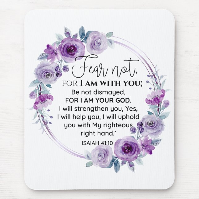 Isaiah 41:10 Furcht vor nicht Lila Schrift Mousepad (Vorne)