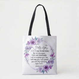 Isaiah 41:10 Furcht vor nicht Lila Schrift Tasche