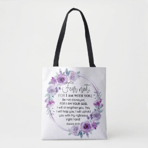 Isaiah 41:10 Furcht vor nicht Lila Schrift Tasche