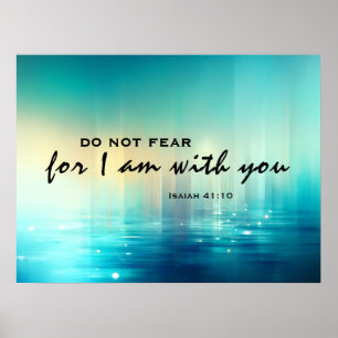 Isaiah 41:10 Ich bin mit dir Bible Verse Blue Poster
