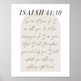 Isaiah 41:10 Minimal Boho Beige Arch Script Poster