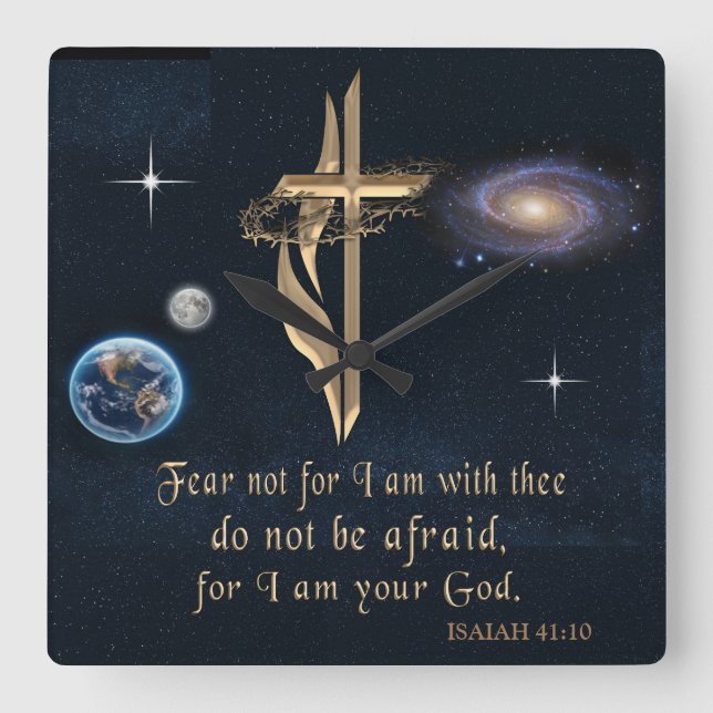 ISAIAH 41:10 QUADRATISCHE WANDUHR (Vorderseite)