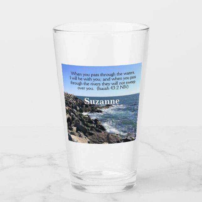 Isaiah 43:2 Ich werde mit dir Foto des Ozeans sein Glas (Vorderseite)