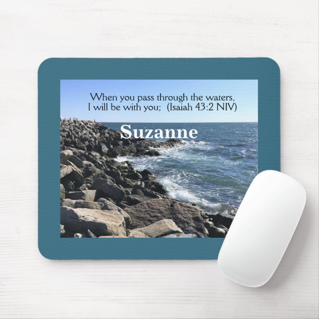 Isaiah 43:2 Ich werde mit dir Foto des Ozeans sein Mousepad (Mit Mouse)