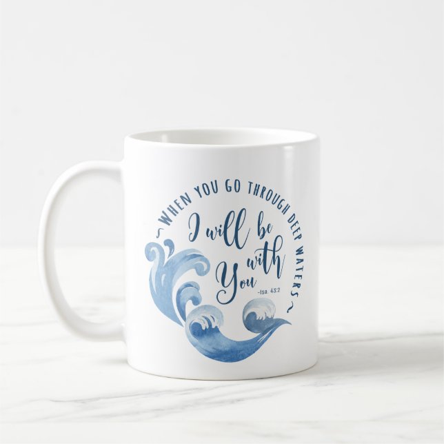 Isaiah 43:2 Meereswellen Kaffeetasse (Links)