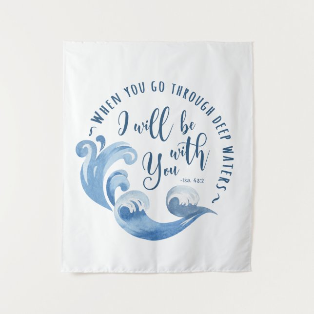 Isaiah 43:2 Meereswellen Wandteppich (Vorderseite)