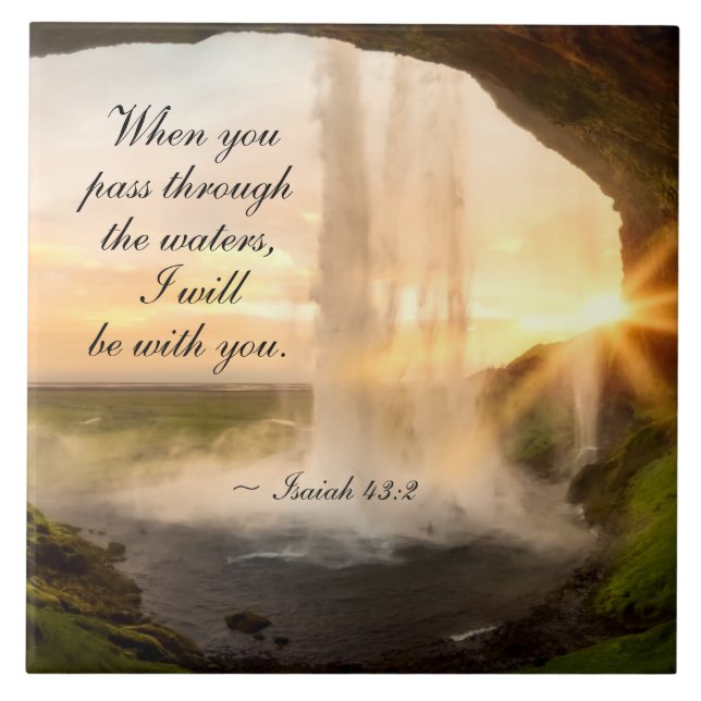 Isaiah 43:2 Wenn du durch das Wasser Bibel kommst Fliese (Vorderseite)