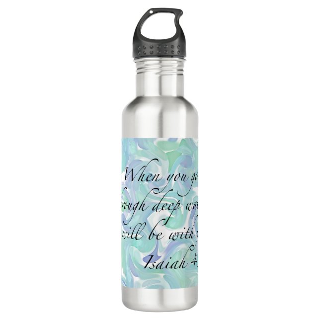 Isaiah 43:2 Wenn du gehst... Wasserflasche Edelstahlflasche (Vorderseite)