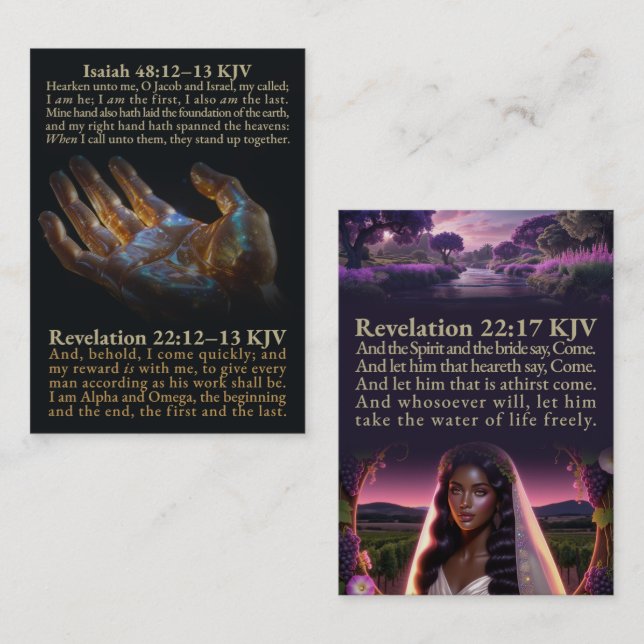 Isaiah 48:12-13 und Offenbarung 22:12-13, 17 KJV Visitenkarte (Vorne/Hinten)