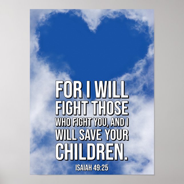Isaiah 49:25 Bibelverse Poster (Vorne)