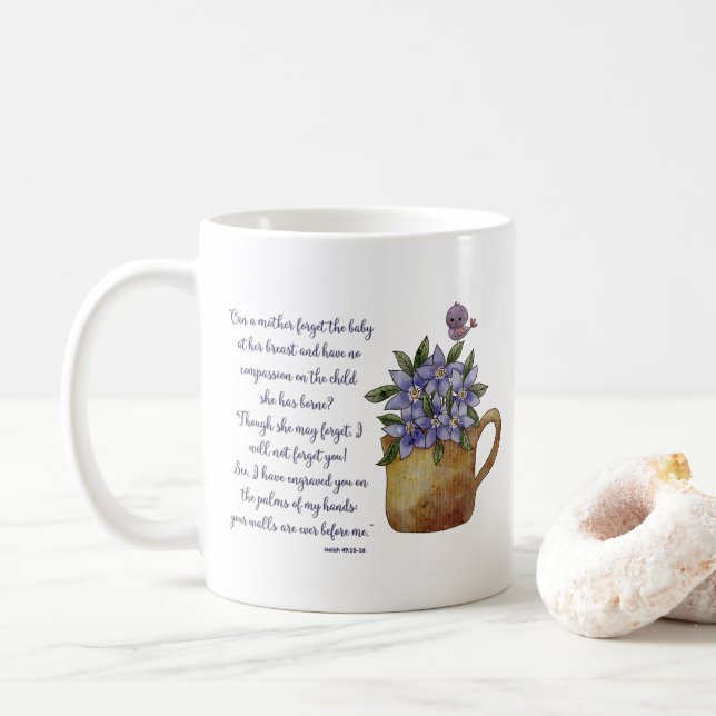Isaiah 49 Bible Verse Scripture Kaffeetasse (Mit Donut)