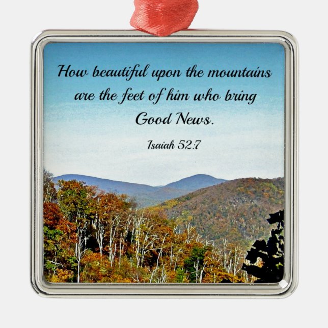 Isaiah 52:7 Wie schön auf den Bergen .... Silbernes Ornament (Vorne)