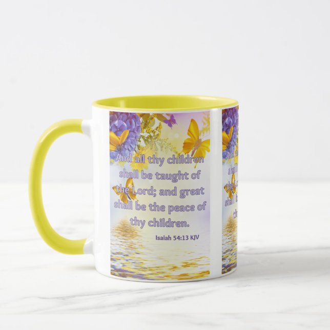Isaiah 54:13 KJV Bible Scripture Pic Two-Tone Tasse (Links)