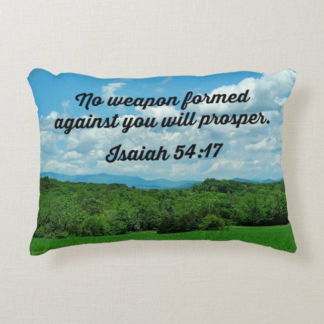 Isaiah 54:17 Keine Waffe gegen dich geformt Dekokissen (Vorderseite)