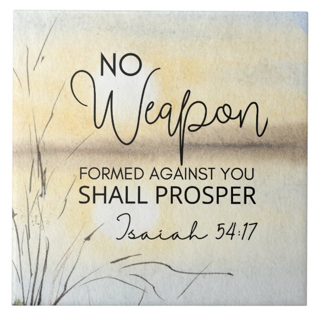 Isaiah 54 17 Keine Waffe gegen euch gebildet Bibel Fliese (Vorderseite)