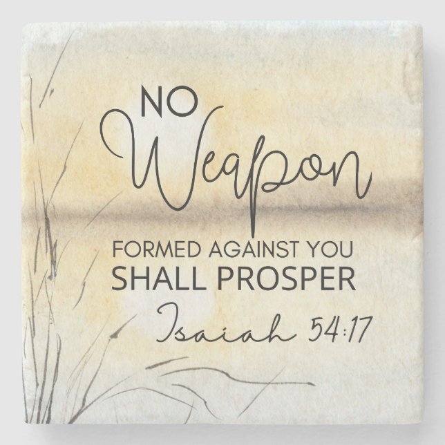 Isaiah 54 17 Keine Waffe gegen euch gebildet Bibel Steinuntersetzer (Vorderseite)