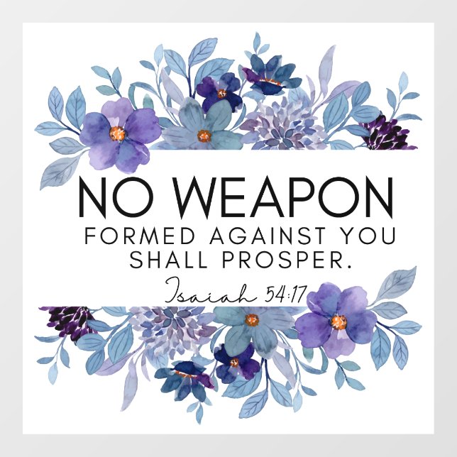 Isaiah 54:17 No Weapon Christlich Scripture Floral Fensteraufkleber (Blatt)