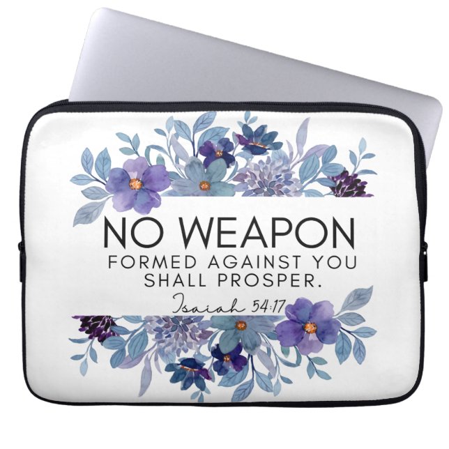 Isaiah 54:17 No Weapon Christlich Scripture Floral Laptopschutzhülle (Vorderseite)