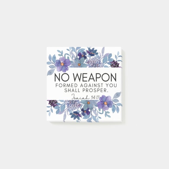 Isaiah 54:17 No Weapon Christlich Scripture Floral Post-it Klebezettel (Vorderseite)