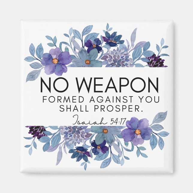Isaiah 54:17 No Weapon Christliche Lila Blüte Magnet (Vorne)