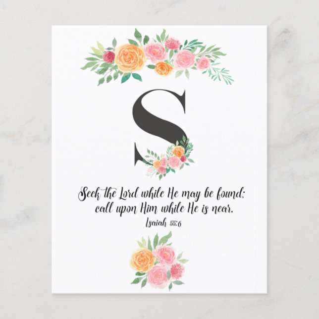 Isaiah 55:6, Letter S, Aquarellschrift-Karte (Vorderseite)