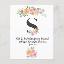 Isaiah 55:6, Letter S, Aquarellschrift-Karte