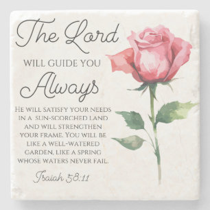Isaiah 58:11 Single Rose Bibelschrift Steinuntersetzer