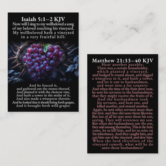 Isaiah 5:1–2 and Matthew 21:33–40 KJV Card Box Visitenkarte (Vorne/Hinten)