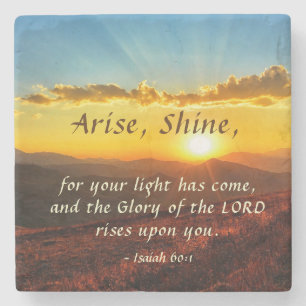 Isaiah 60:1 Ankunft Shine Ihr Licht ist gekommen B Steinuntersetzer