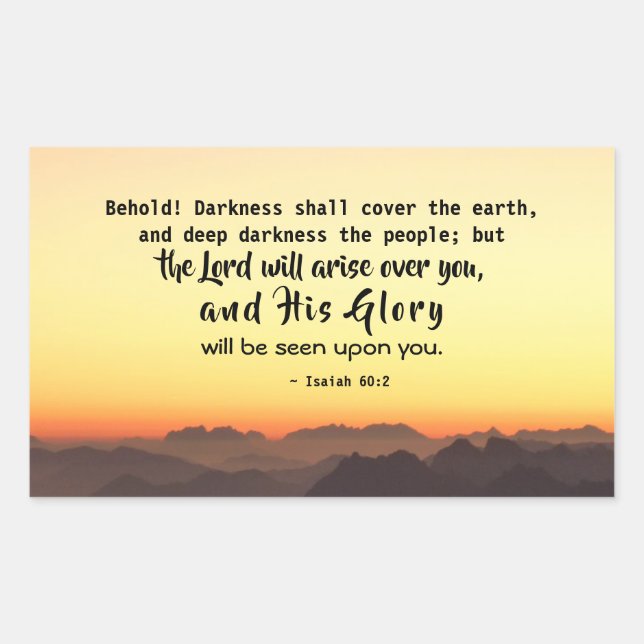 Isaiah 60:2 Dunkelheit soll die Erdbibel bedecken Rechteckiger Aufkleber (Vorderseite)