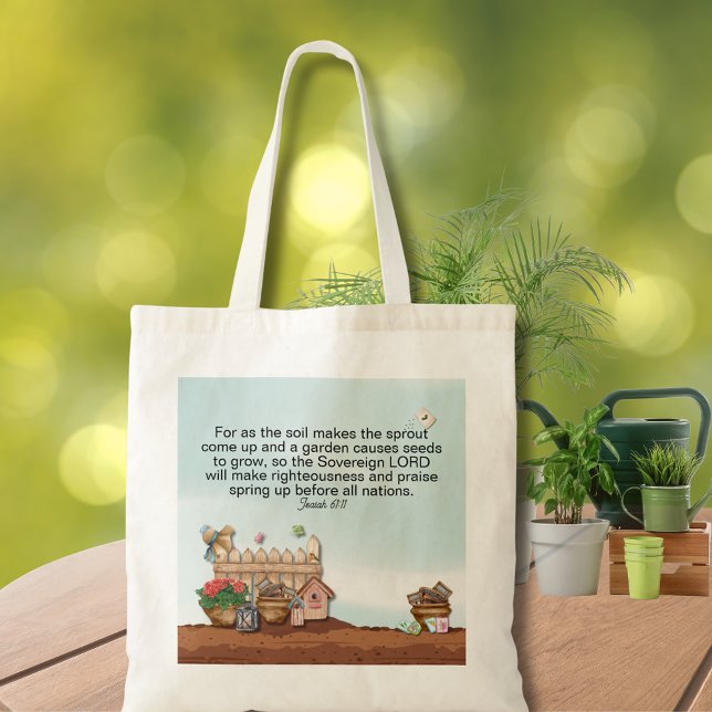 Isaiah 61:11 Bible Verse Spring Garden Tragetasche (Isaiah 61:11 Gardening Tote Bag)