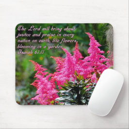 Isaiah 61:11 Pink Floral Inspiration Mousepad