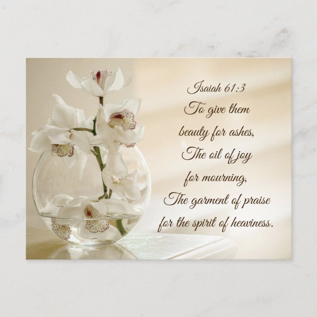 Isaiah 61:3 Beauty for Ashes Bible Verse Orchid Postkarte (Vorderseite)