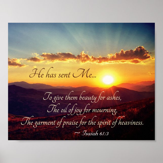 Isaiah 61:3 Das Gewand des Loses, Bibelverse Poster (Vorne)