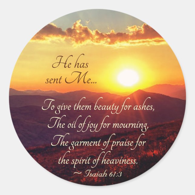 Isaiah 61:3 Das Gewand des Loses, Bibelverse Runder Aufkleber (Vorderseite)