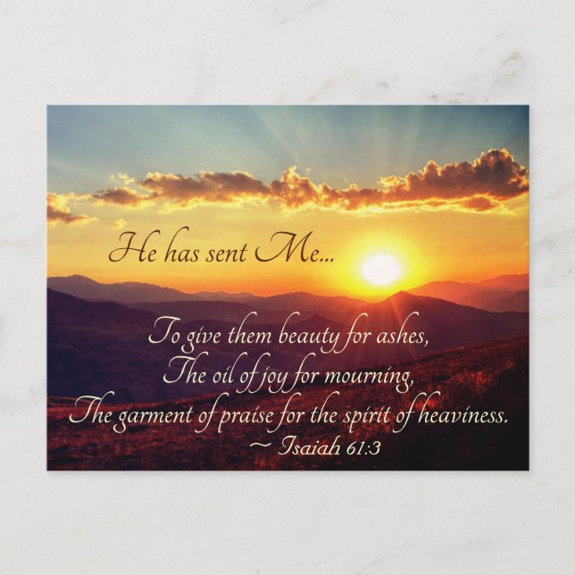 Isaiah 61:3 Er schickte mich, Schönheit für Retter Postkarte (Vorderseite)