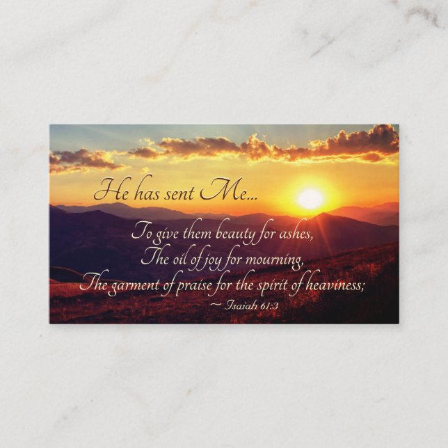 Isaiah 61:3 "Öl der Freude zum Trauern", Bibelvers Visitenkarte (Vorderseite)