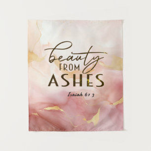 Isaiah 61 3 Schönheit von Ashes Bible Verse Pink Wandteppich