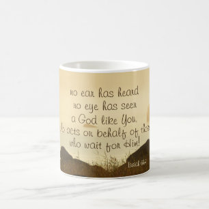 Isaiah 64:4 Bible Verse Schöne Ozeanschlucht Kaffeetasse